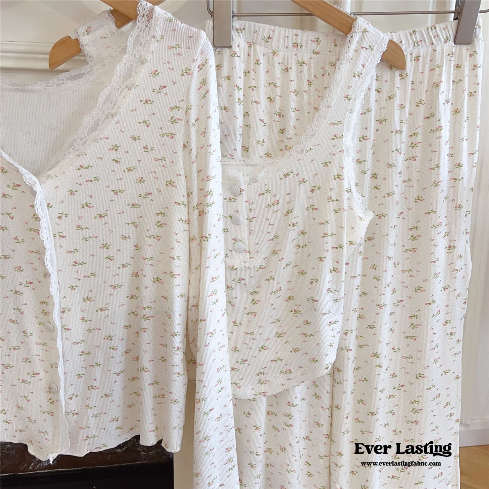 White Floral Pajama Set - Ever Lasting