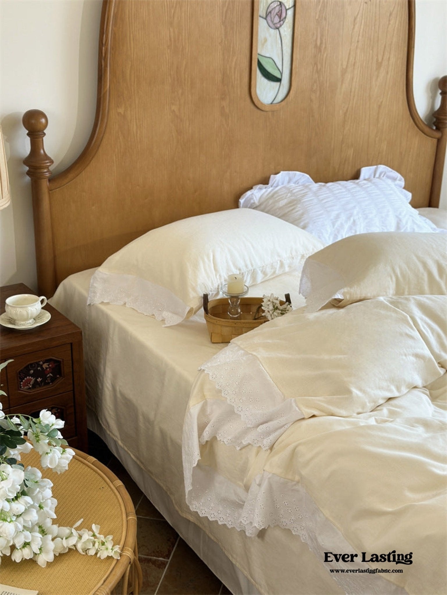 White Ruffle Lace Bedding Bundle - Ever Lasting