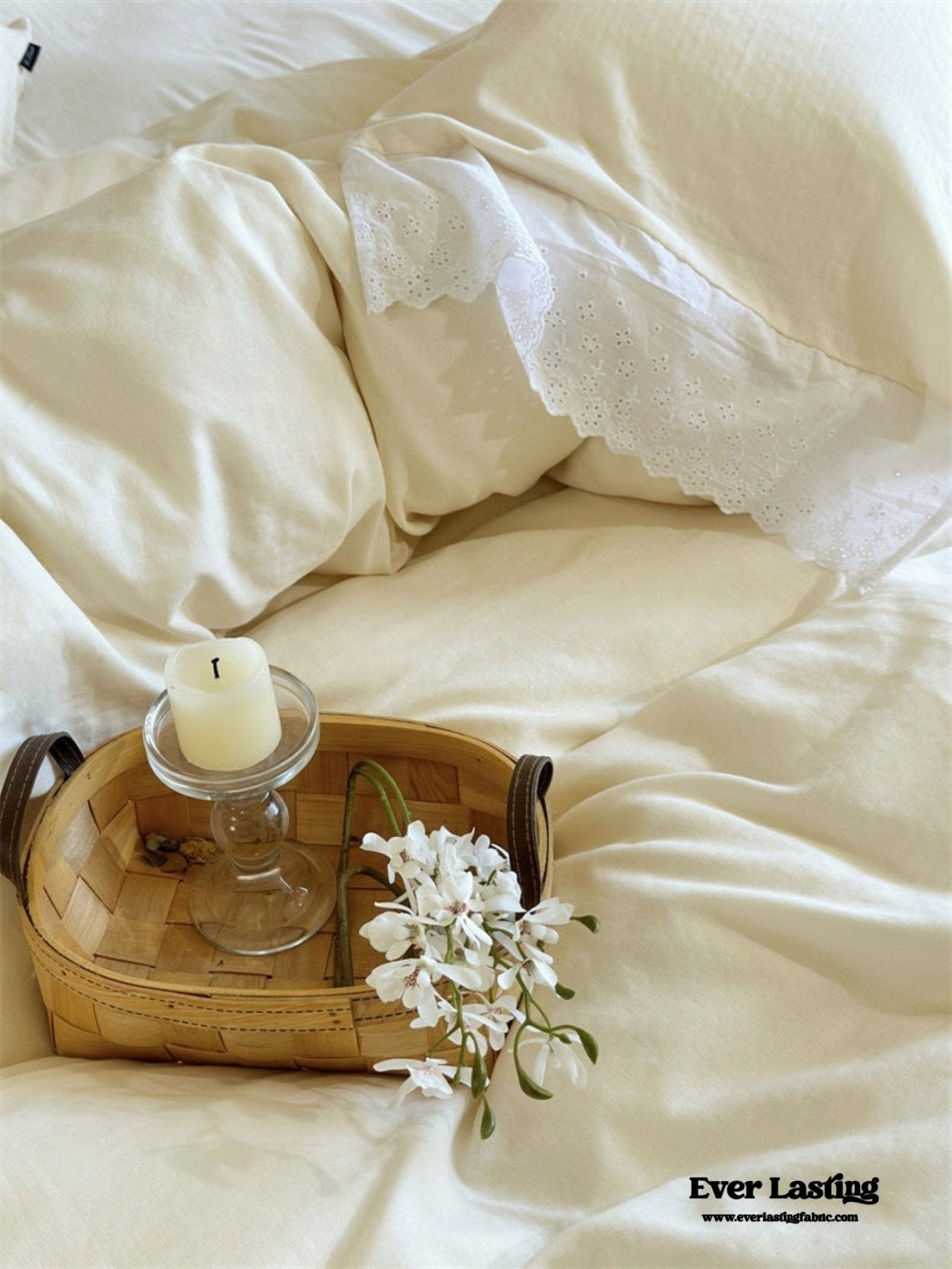 White Ruffle Lace Bedding Set / Purple - Ever Lasting