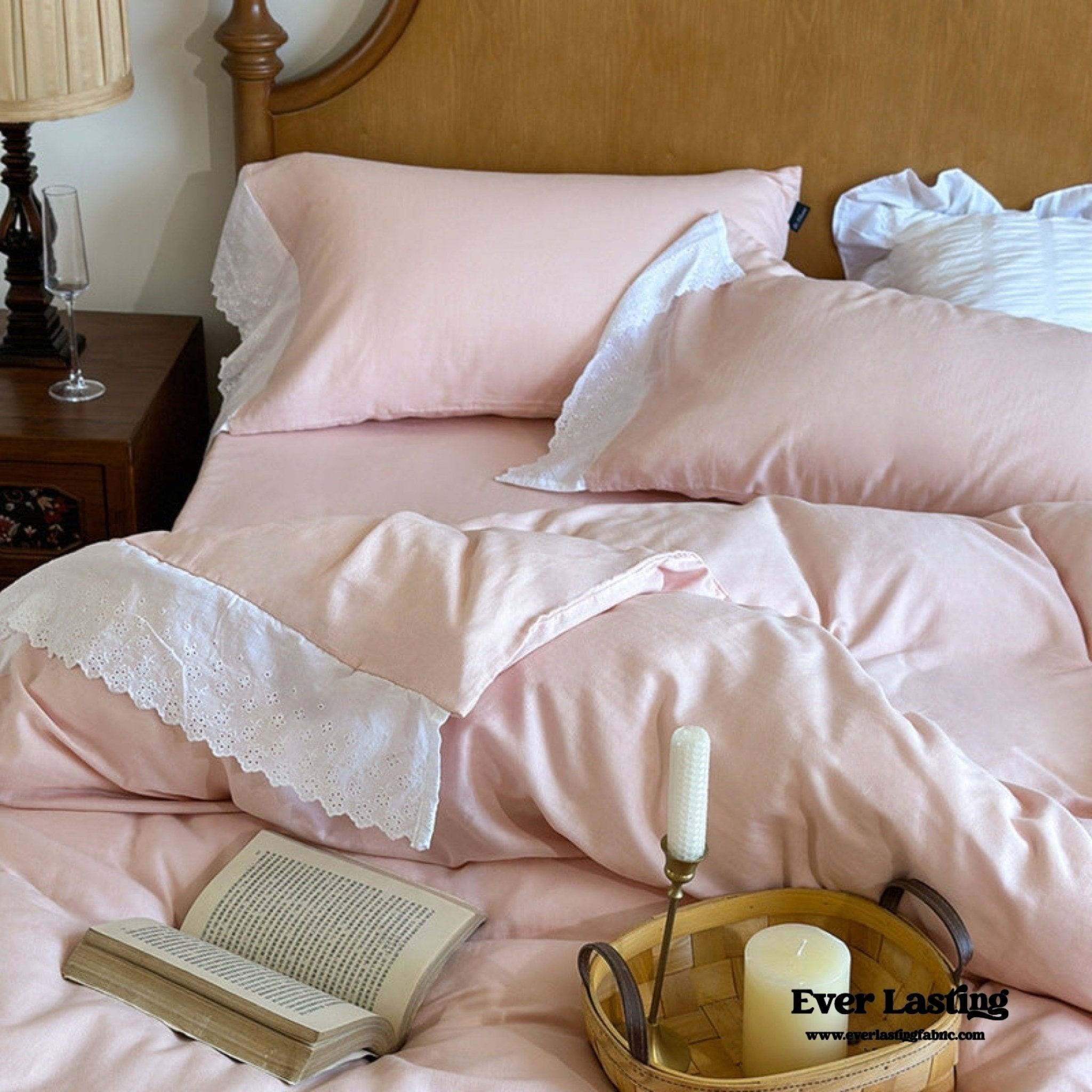 White Ruffle Lace Bedding Set / Purple - Ever Lasting