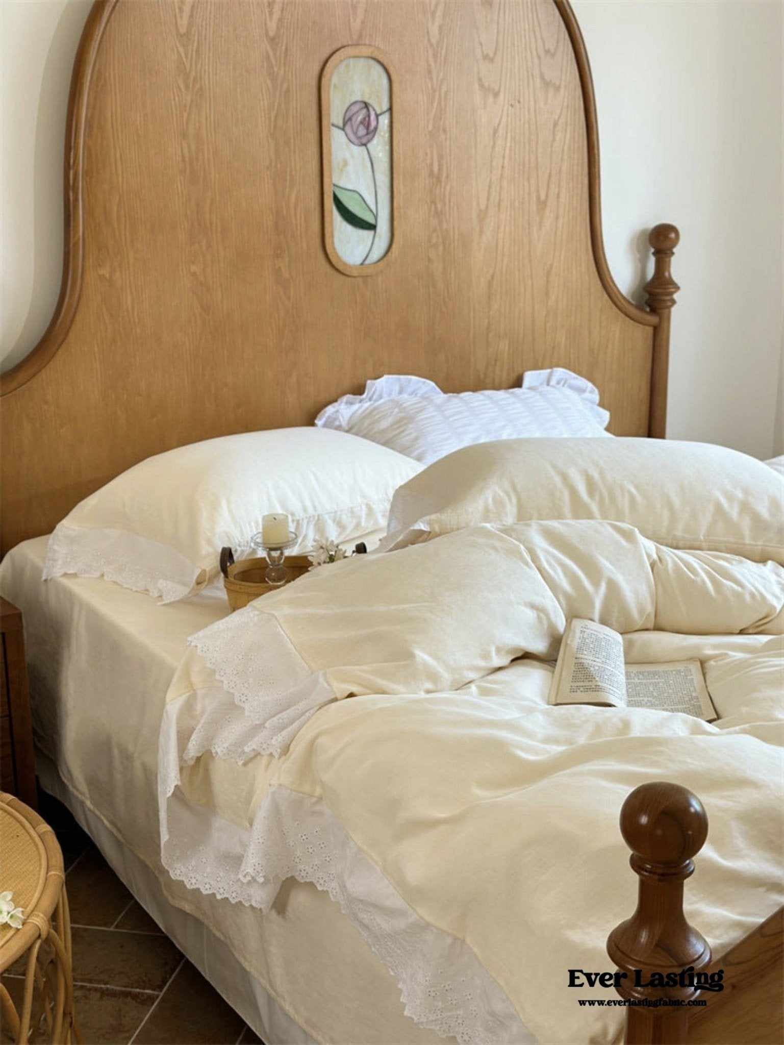 White Ruffle Lace Bedding Set / Purple - Ever Lasting