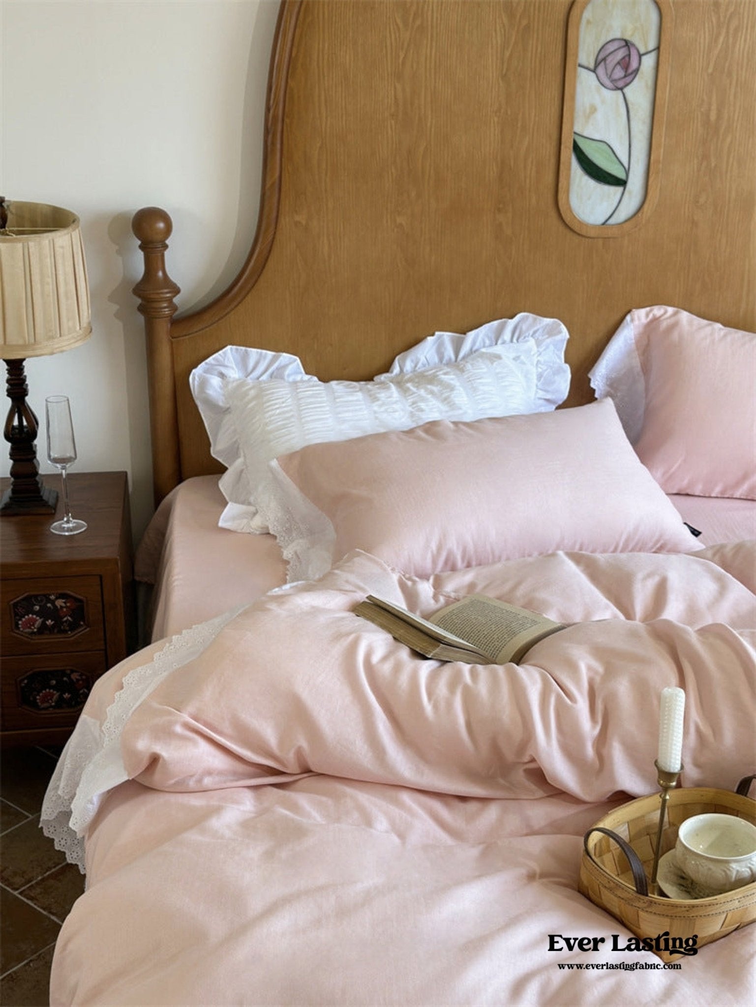 White Ruffle Lace Bedding Set / Yellow - Ever Lasting