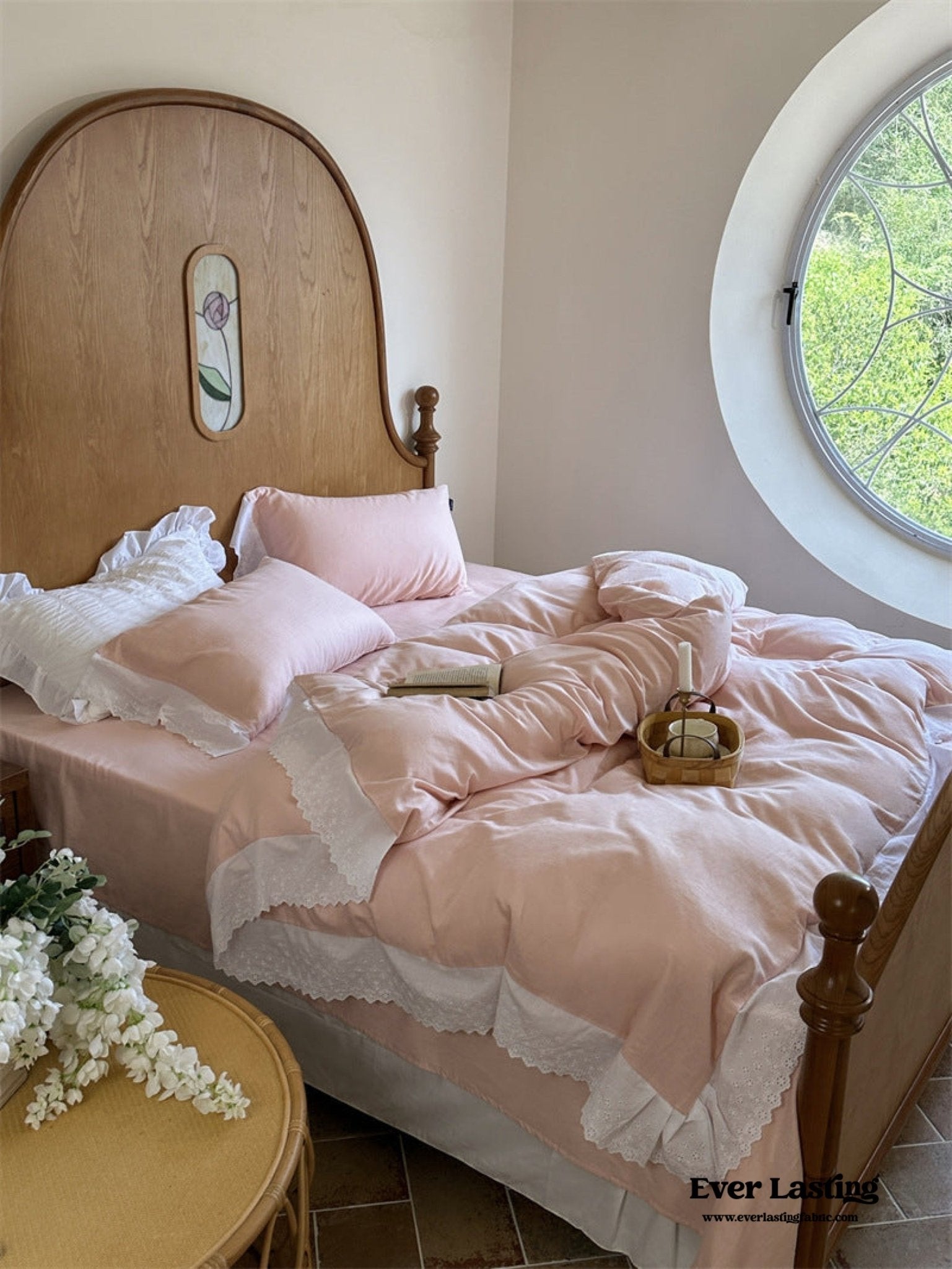 White Ruffle Lace Bedding Set / Yellow - Ever Lasting