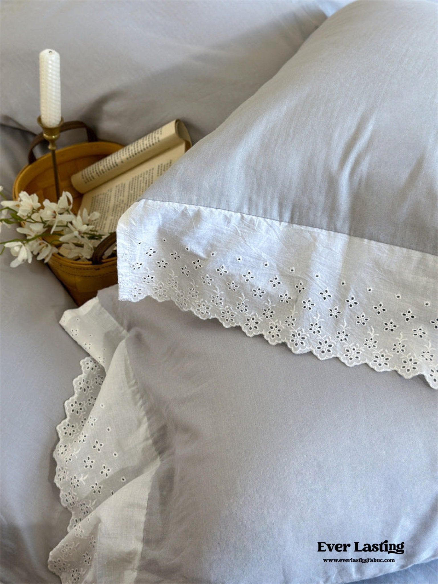 White Ruffle Lace Bedding Set / Yellow - Ever Lasting