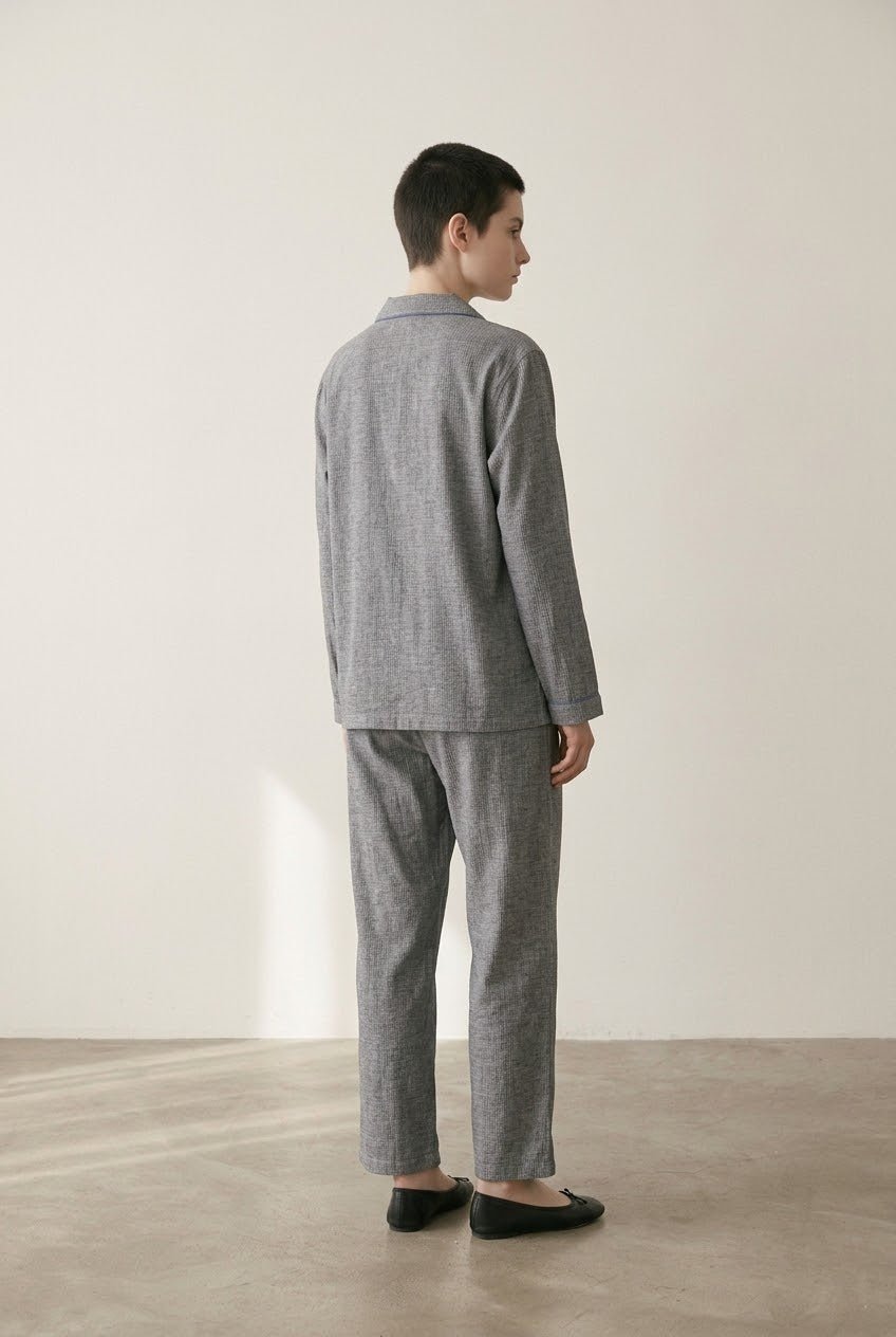 -Ever Lasting - Wisterial Double-Layer Gauze Long-Sleeved Pajama Set / Blue -Pajamas -Ever Lasting