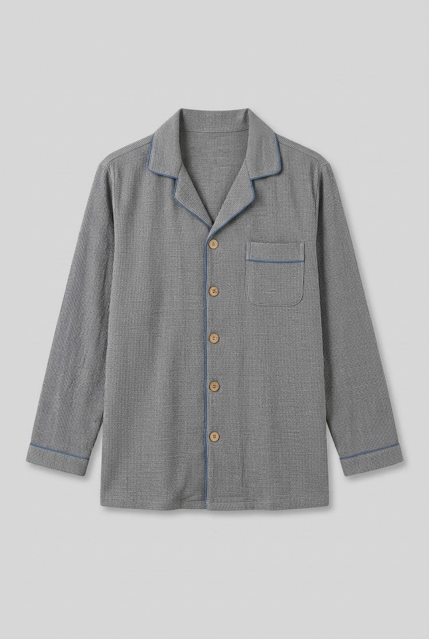 -Ever Lasting - Wisterial Double-Layer Gauze Long-Sleeved Pajama Set / Blue -Pajamas -Ever Lasting