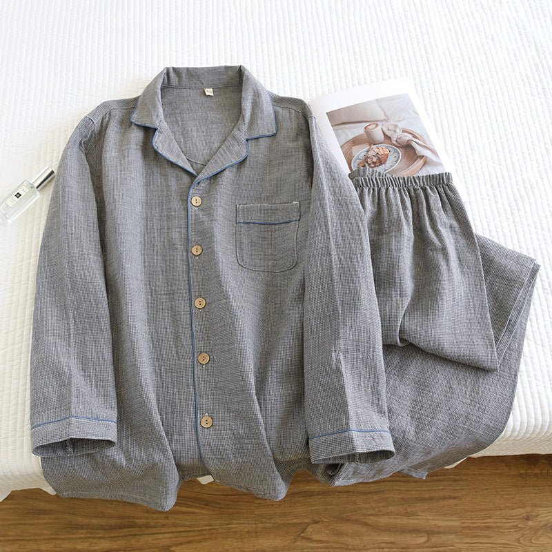 -Ever Lasting - Wisterial Double-Layer Gauze Long-Sleeved Pajama Set / Brown -Pajamas -Ever Lasting