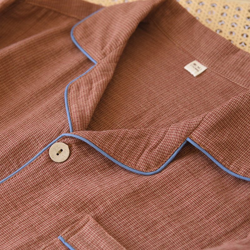 -Ever Lasting - Wisterial Double-Layer Gauze Long-Sleeved Pajama Set / Brown -Pajamas -Ever Lasting