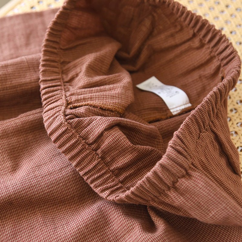 -Ever Lasting - Wisterial Double-Layer Gauze Long-Sleeved Pajama Set / Brown -Pajamas -Ever Lasting