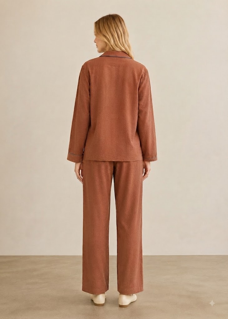 Wisterial  Double-Layer Gauze Long-Sleeved Pajama Set / Red