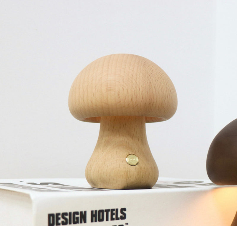 Wooden Mushroom Night Light Earthballs / Black Walnut