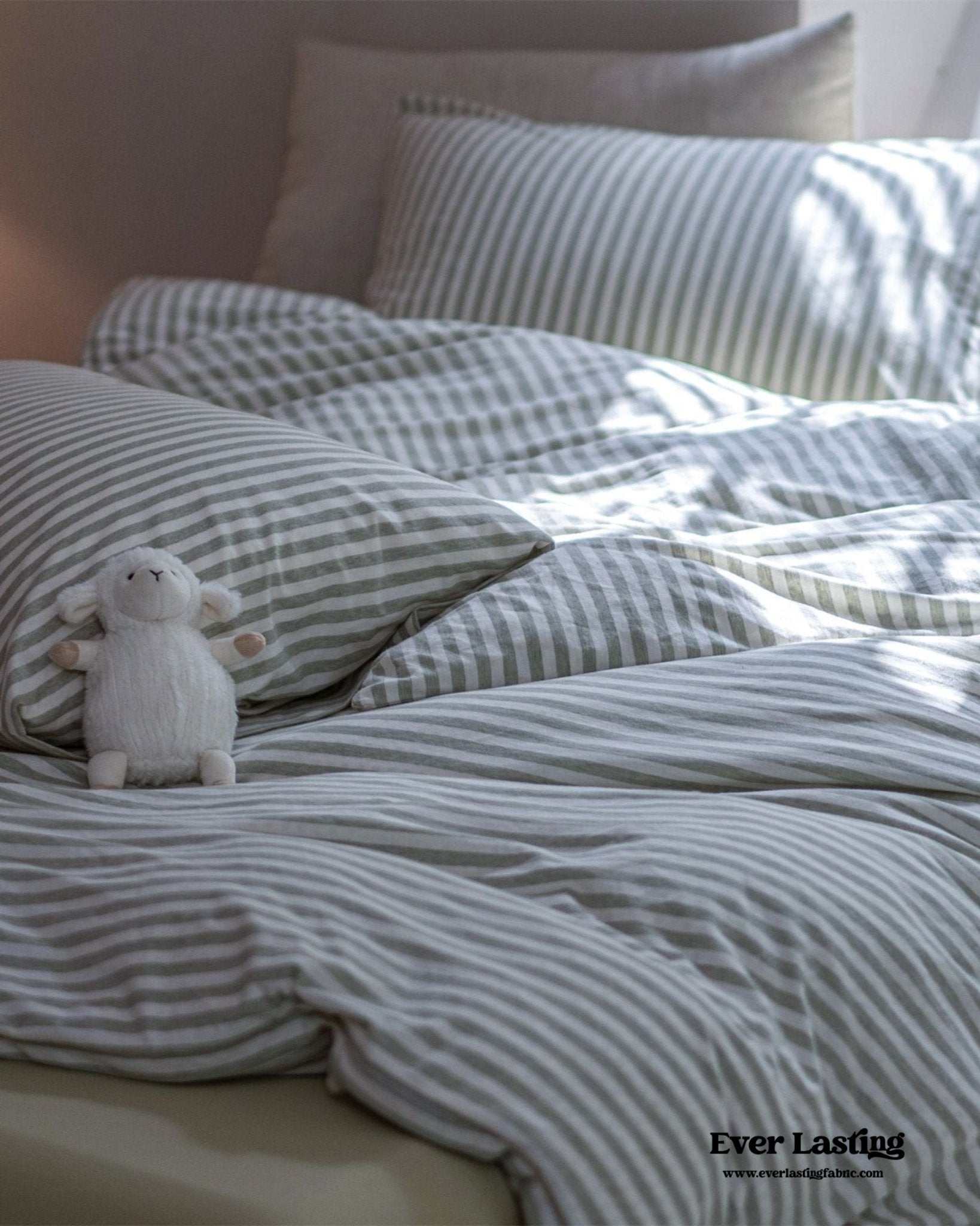 Wren Fresh Striped Jersey Knit Bedding Set / Beige - Ever Lasting