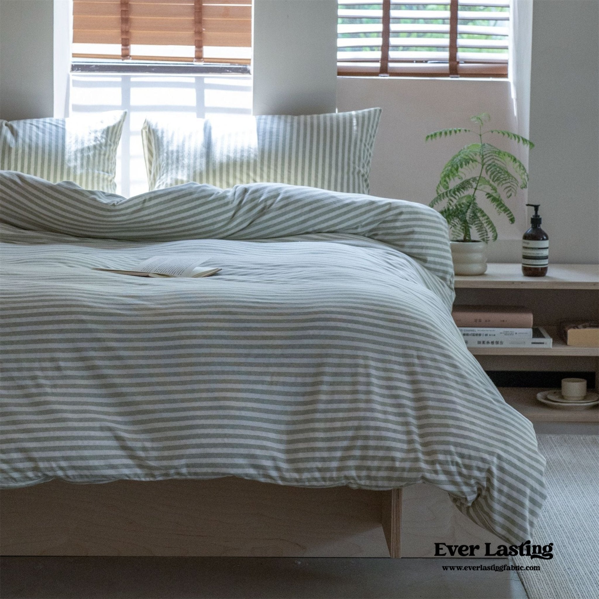 Wren Fresh Striped Jersey Knit Bedding Set / Beige - Ever Lasting