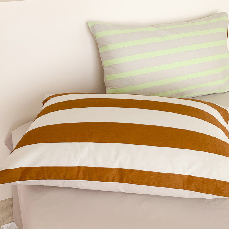 Y2K Pastel Wavy Striped Pillowcases (6 Styles) Brown + Green