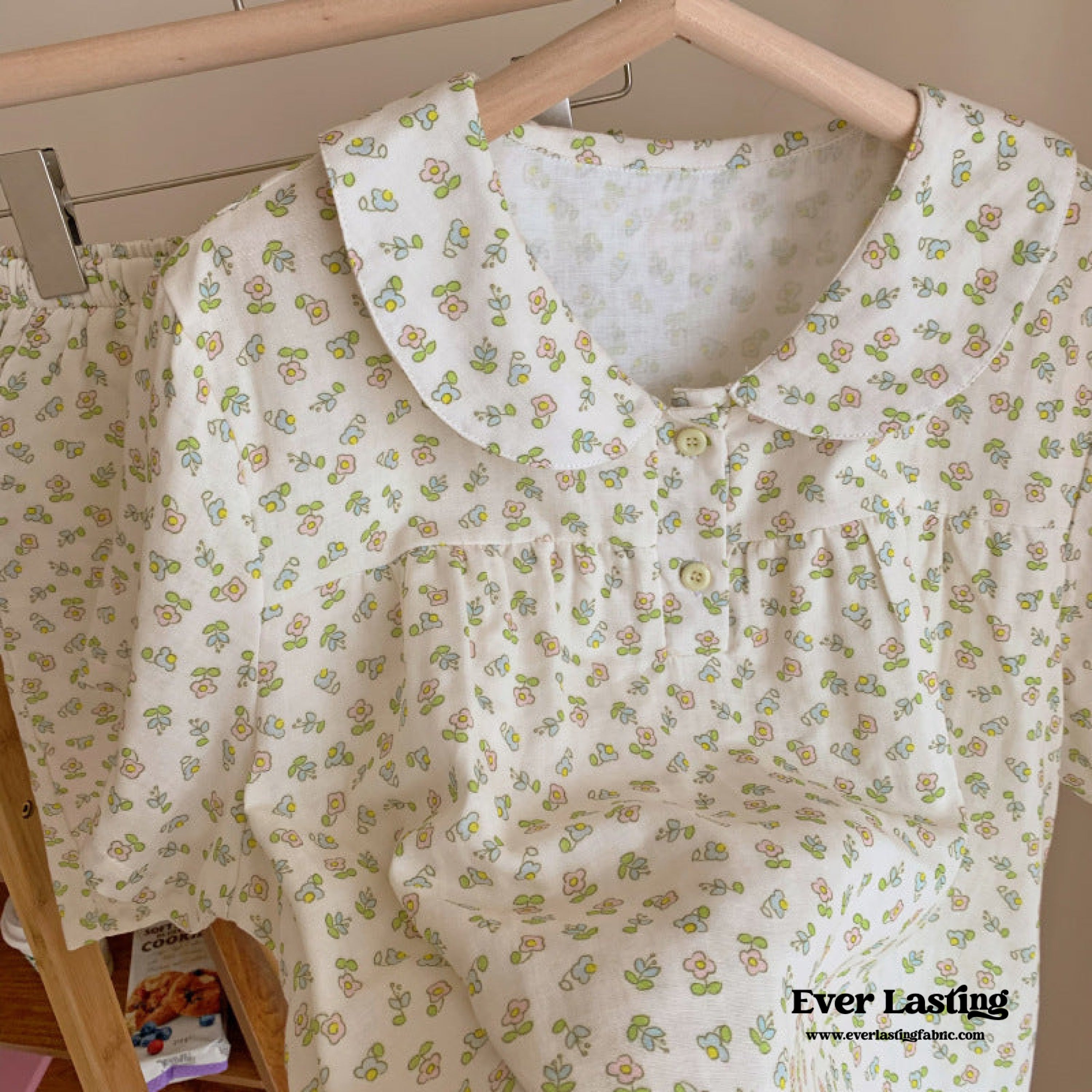 Yellow Floral Short Sleeves Shorts Pajama Set Pajamas