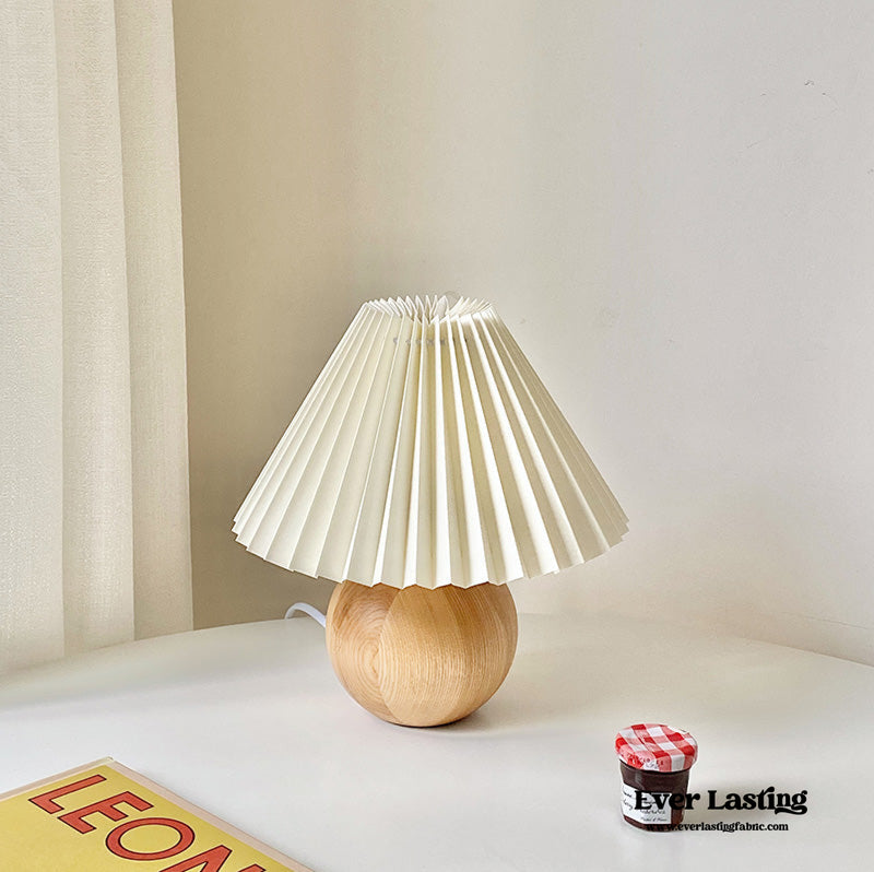 Yellow Round Pleated Wooden Lamp (3 Colors) Light