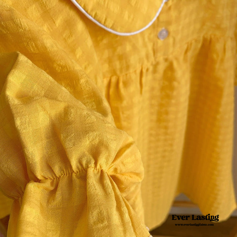 Yellow Ruffle Gingham Pajama Set Bedding