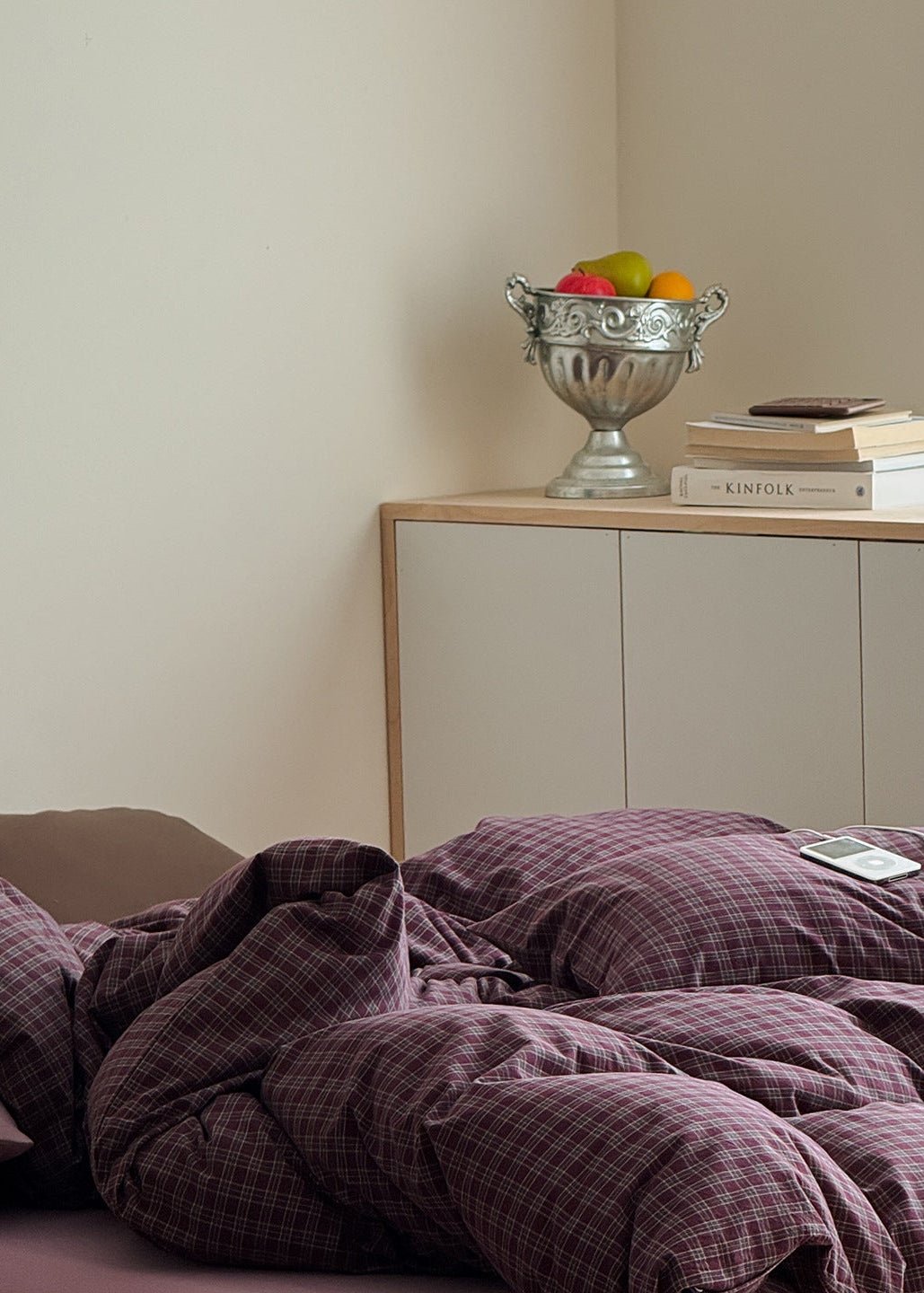  - Ever Lasting - Zinnia Gingham Washed Cotton Bedding Set / Pink + Purple - Bedding Set - Ever Lasting